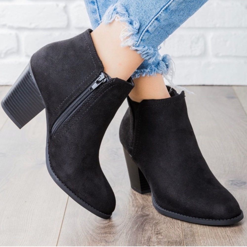 NEW! Vegan Black Suede Booties